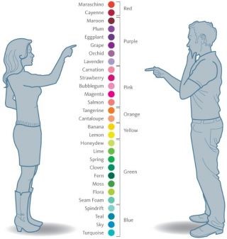 دسته‌بندی رنگ‌ها از نظر مردان و زنان